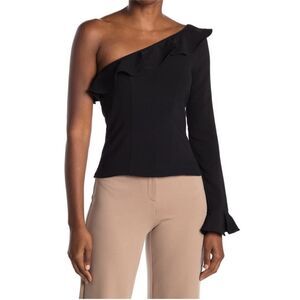 Likely NWT Rosewood One Shoulder Ruffle Top in Black Size 6